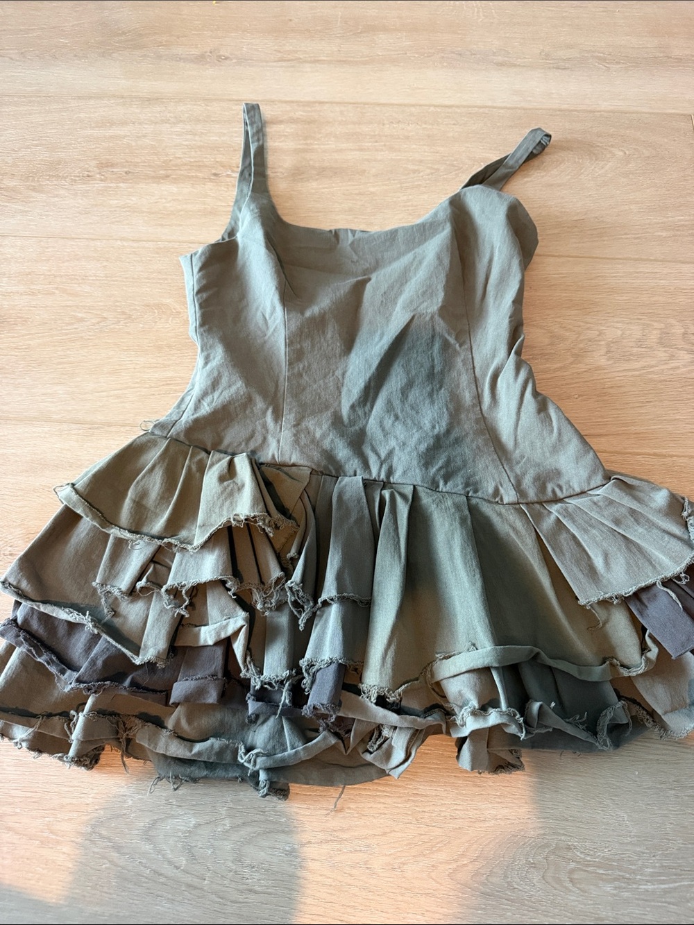 Zara Olive Green Tiered Ruffle Dress